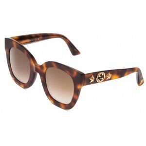 GUCCI GG0208S Lady Oversized Designer Sunglasses Tortoise Havana Gold/Brown 49mm